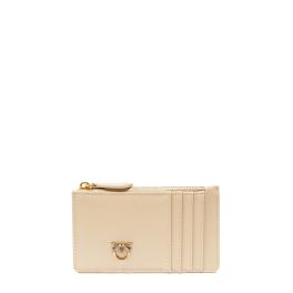 Pinko Airone Beige Grigio Fumo Antique Gold Card Holder - 1