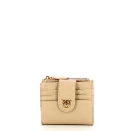 Pinko Portafoglio Piccolo Multi Purpose Beige Grigio Fumo Antique Gold - 1