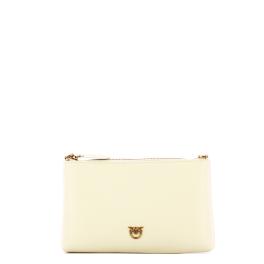 Pinko Pochette Mini Flat Horizontal Bianco Seta Antique Gold - 1