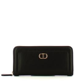 Twin Set Portafoglio Grande Zip Around Oval T Nero - 1