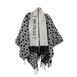 Twin Set Poncho Jacquard con Sciarpa Nero - 1